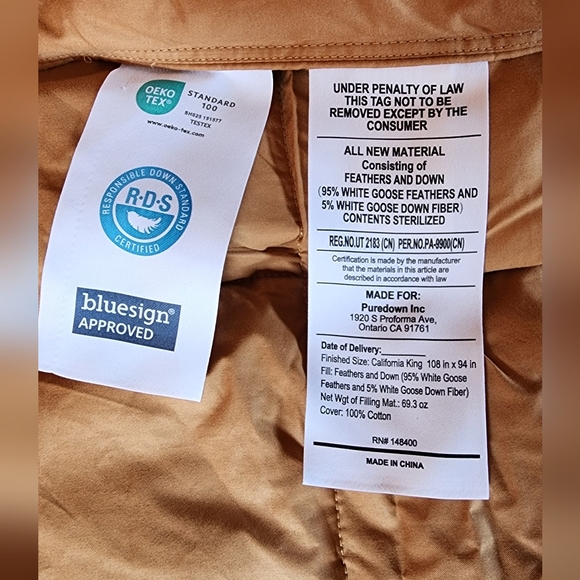 Mustard Brown Pure Down Organic Cotton Eco Earth Down Feather Comforter Kohl's - Picture 3 of 10